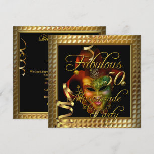 Invitation Masquerade Fabuloso 50 Cumpleaños Fiesta Dorado Ne