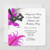 Invitation Masquerade fête Anniversaire rose Masque noir blan (Dos)
