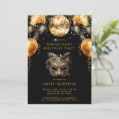 Invitation Masquerade fête d'anniversaire Black Gold Parties  (Debout devant)