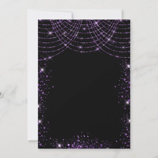 Invitation Masquerade fête noir violet parties scintillant lu (Dos)