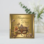 Invitation Masquerade fêtes Masques or noir Anniversaire (Debout devant)