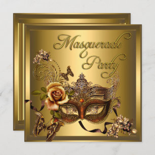 Invitation Masquerade fêtes Masques or noir Anniversaire