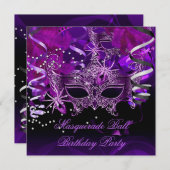 Invitation Masquerade fêtrement araignée violet gothique (Devant / Derrière)