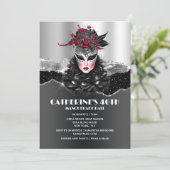 Invitation Masquerade filles bal anniversaire élégant masques (Debout devant)