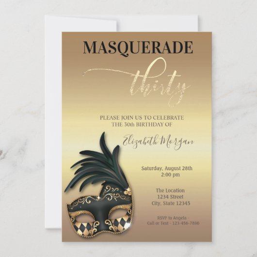 Invitation Masquerade Gold 30e anniversaire (Devant)