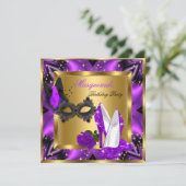 Invitation Masquerade Gold Abstrait Purple Magenta Haut talon (Debout devant)