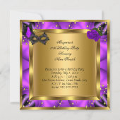 Invitation Masquerade Gold Abstrait Purple Magenta Haut talon (Dos)