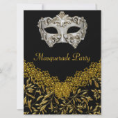 Invitation Masquerade Gold Black Hot Glamour fête d'anniversa (Devant)