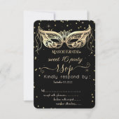 Invitation Masquerade Gold Diamonds Sweet 16 RSVP (Devant)