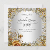 Invitation Masquerade Gold Masque Silver fête d'anniversaire (Dos)