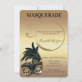 Invitation Masquerade Gold Parties scintillant 30e anniversai (Devant)