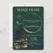 Invitation Masquerade Gold Parties scintillant Vert 30e anniv (Devant)