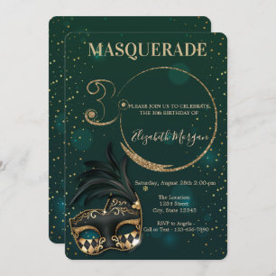 Invitation Masquerade Gold Parties scintillant Vert 30e anniv