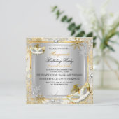 Invitation Masquerade Gold Silver Snowflakes Fête 2 (Debout devant)