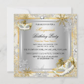 Invitation Masquerade Gold Silver Snowflakes Fête 2 (Devant)