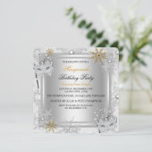 Invitation Masquerade Gold Snowflakes Silver Mask Party (Debout devant)