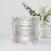 Invitation Masquerade Gold Snowflakes Silver Mask Party 2 (Debout devant)
