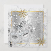Invitation Masquerade Gold Snowflakes Silver Mask Party 2 (Dos)