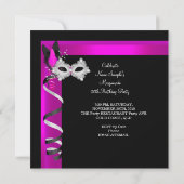 Invitation Masquerade Hi Heures Pink Black Champagne Party 3c (Dos)