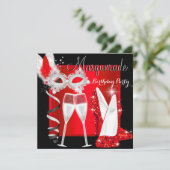 Invitation Masquerade Hi Heures Red Black Champagne Party 2 (Debout devant)