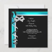 Invitation Masquerade Hi Heures Turquoise Black Champagne Par (Dos)