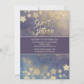 Invitation Masquerade lune & étoiles calligraphie sweet sixte (Dos)