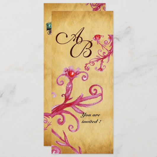 INVITATION MASQUERADE MAGIC BERRIES MONOGRAM, (Devant / Derrière)