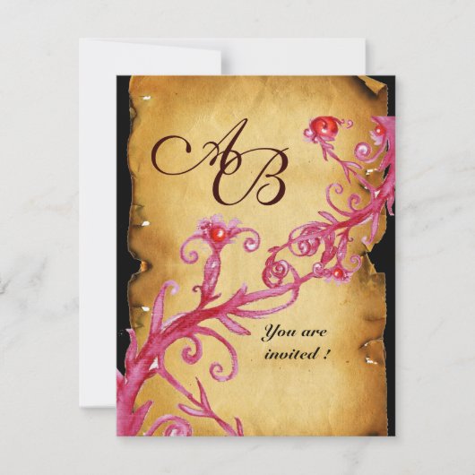 INVITATION MASQUERADE MAGIC BERRIES MONOGRAM, (Devant)