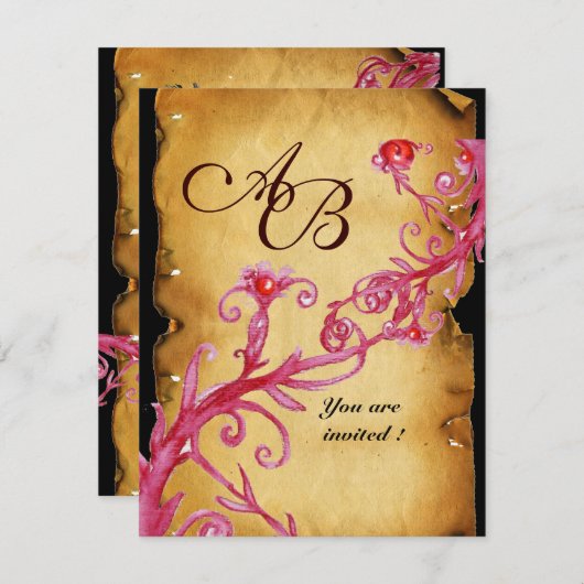 INVITATION MASQUERADE MAGIC BERRIES MONOGRAM, (Devant / Derrière)