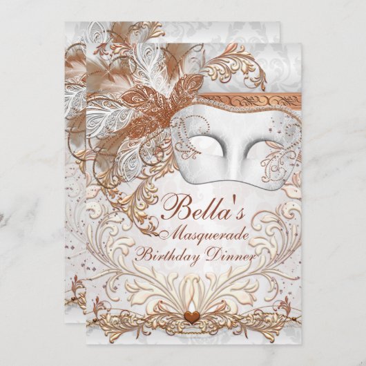 Invitation Masquerade Mardi Gras (Devant / Derrière)