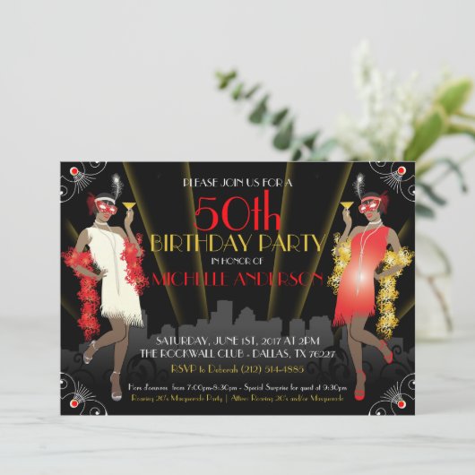 Invitation Masquerade Mardi Gras Anniversaire (Debout devant)