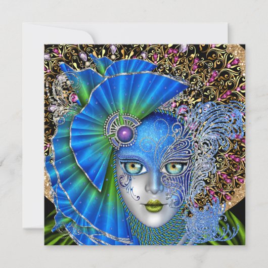 Invitation Masquerade Mardi Gras Révisée (Devant)