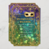 Invitation Masquerade Mariage antique Vintage Masque Bokeh Go (Devant / Derrière)