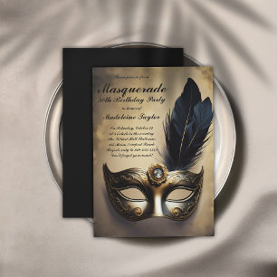 Invitation Masquerade Masque Black Gold Dramatique 50e annive