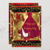 Invitation Masquerade Masque Chaussure haute talon rouge Anni (Devant / Derrière)