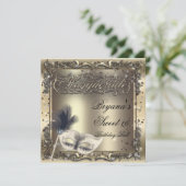 Invitation Masquerade Masque Elégante Gold Anniversaire (Debout devant)