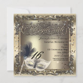 Invitation Masquerade Masque Elégante Gold Anniversaire (Dos)