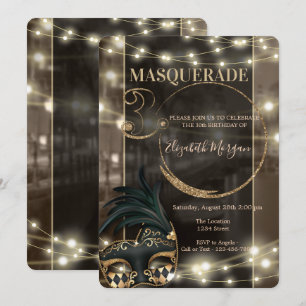 Invitation Masquerade Masque Guirlande Lumineuse 30e Annivers