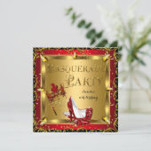 Invitation Masquerade Masque Haut talon Rouge Or Anniversaire (Debout devant)