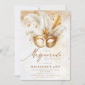 Invitation Masquerade Masque Or Blanc Dramatique 50e annivers (Devant)