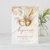 Invitation Masquerade Masque Or Blanc Dramatique 50e annivers (Debout devant)