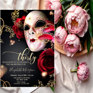 Invitation Masquerade, Masque Red Roses 30ème Anniversaire