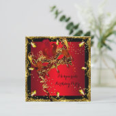 Invitation Masquerade Masque Rouge Gold fête d'anniversaire (Debout devant)