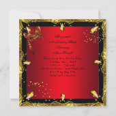 Invitation Masquerade Masque Rouge Gold fête d'anniversaire (Dos)