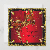 Invitation Masquerade Masque Rouge Gold fête d'anniversaire (Devant)