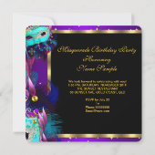 Invitation Masquerade Masqué Turquoise bleu violet fête d'ann (Dos)