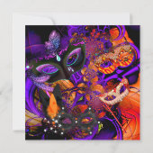 Invitation Masquerade Masquée Halloween violet orange parti (Dos)