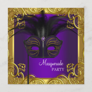 Invitation Masquerade Masquerade Masque Purple et Gold