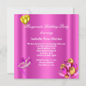 Invitation Masquerade Masques Masques rose fête d'anniversair (Dos)
