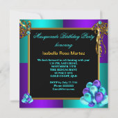 Invitation Masquerade Masques Purple Turquoise Bleu fête d'an (Dos)